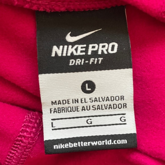 2 PCS Nike PRO DRI-FIT Hyperwarm Hooded Top Large PINK Brushed Int + Sports Bra - Picture 11 of 16